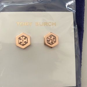 Tory Burch Hex Logo Stud Earrings